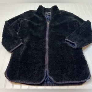 J.Crew Faux Fur Teddy Plush Jacket Womens Small Black Zip Up Coat